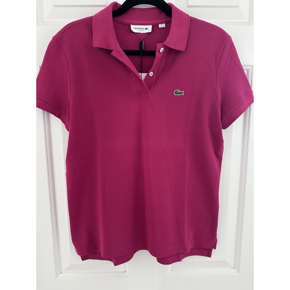 Lacoste Classic Fit Pink Short Sleeve Polo Shirt 36/4 Cotton Embroidered - Picture 4 of 6